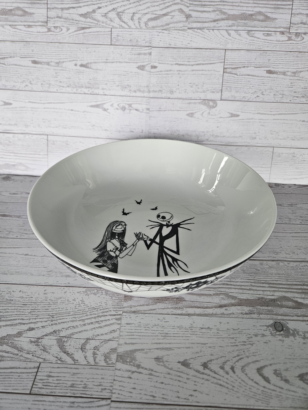 Disney Black and White Ceramic Bowl with Jack Skellington & Sally Illustration